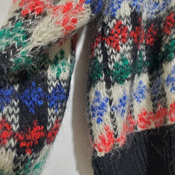 Vintage Le Moda Knitwear Hand Loomed Mohair Wool Blend Patterned Cardigan - Picture 9 of 10